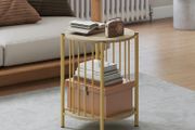 Side Table, 2-Tier End Table with Storage Shelf and Steel Frame