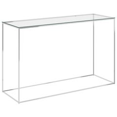 Side Table Silver 120x40x78 cm Stainless Steel and Glass