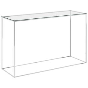Side Table Silver 120x40x78 cm Stainless Steel and Glass