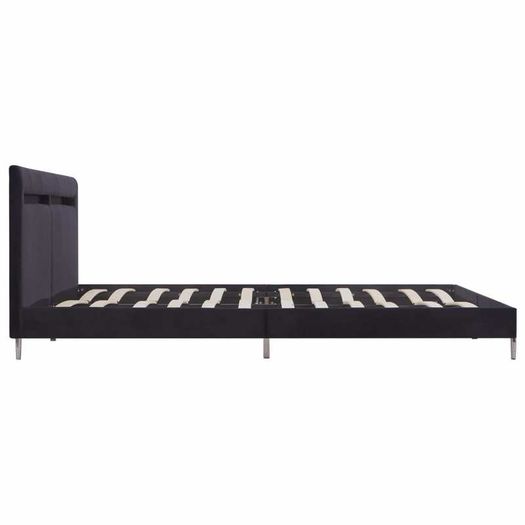 Bed Frame with LED Black Fabric 150x200 cm