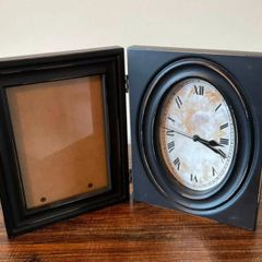 Black Hinged Picture Frame Clock | Classic Roman Numeral Design