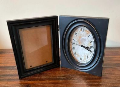 Black Hinged Picture Frame Clock | Classic Roman Numeral Design