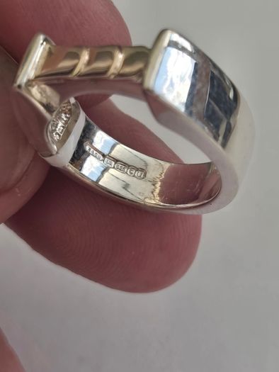 Brand New Hallmarked Silver & 9ct Gold Ring