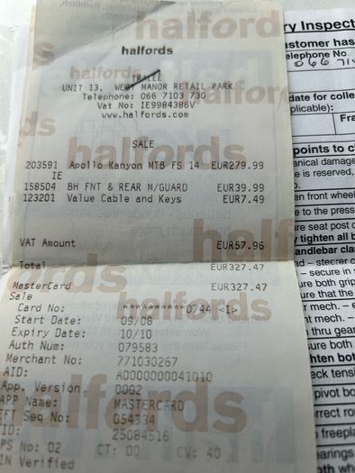 Apollo Kanyon MTB FS14 incl, receipt.