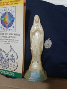Miraculous Medal. Medal Vintage Statue of Our Lady