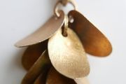 Vintage Long Sterling Silver 925 Gold Plated Leaf Pendant Necklace length 32" - 11g