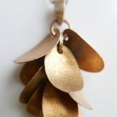 Vintage Long Sterling Silver 925 Gold Plated Leaf Pendant Necklace length 32" - 11g