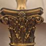 Pair of Vintage Brass Neoclassical Column Lamps with Pagoda Shades Image 2
