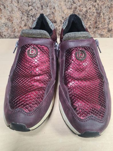 womens BUGATTI trainers metallic snakeskin purple pink zip up Size UK 5 EU 38