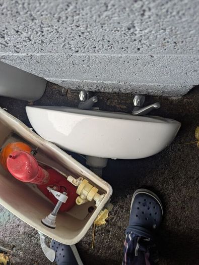 Cloakroom sink and toilet free