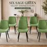 Set of 6 Sage Green Velvet Dining Chairs Upholstered Kitchen Dining Room Chairs Image 6