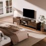 Wooden TV Stand Cabinet - 180cm Long TV Unit With Storage And Adjustable Shelves, Television Console Table for TVs up to 80 inch, Media Entertainment Center For Living Room Bedroom, Walnut Image 5