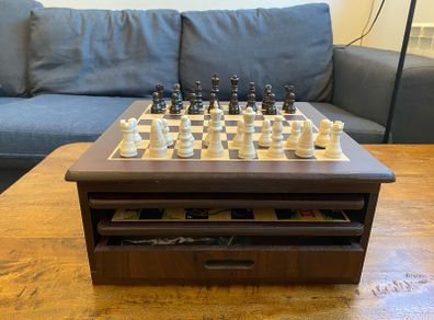 4 board games including a chessboard