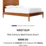 West Elm real wood double bed frame Image 2