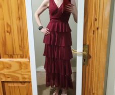NEXT Jolie Moi maxi dark red ruffle dress 10 NEW