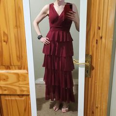 NEXT Jolie Moi maxi dark red ruffle dress 10 NEW