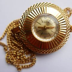 Vintage gold-plated Simca Antimagnetic Pendant Mechanical Watch W/necklace.(works well)