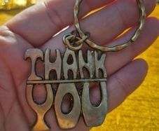 Vintage Stamped Thank You Keyring