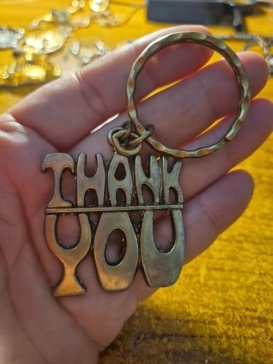 Vintage Stamped Thank You Keyring
