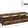 Lowboard TV Cabinet for TVs up to 65 Inches, 3 Drawers, 147 x 40 x 50 cm, Industrial Design, Steel Frame, Vintage Brown/Black Image 4