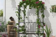 Garden Arbor Bench Plant Climbing Support Trellis for Rose Vines Black