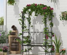 Garden Arbor Bench Plant Climbing Support Trellis for Rose Vines Black