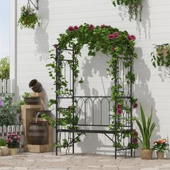 Garden Arbor Bench Plant Climbing Support Trellis for Rose Vines Black