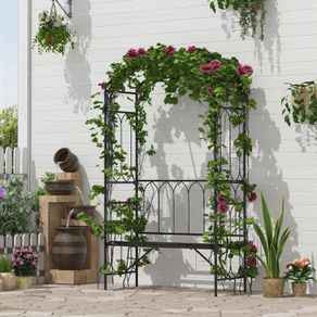 Garden Arbor Bench Plant Climbing Support Trellis for Rose Vines Black