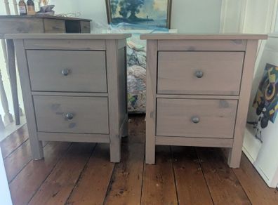 Hemnes bedside tables in Grey (pair)