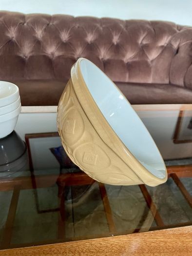 Vintage TG Green Gripstand Mixing Bowl English Mustard Yellow Ware 1950s