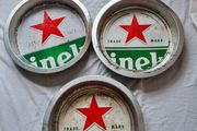 3 x Heineken beer trays aluminium in good condition