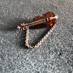 Sterling silver Amber violin Brooch