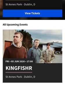 2 x Kingfishr Tickets st Annes Park