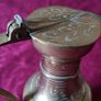 Vintage Solid Brass Art Deco Engraved With Decorations Footed Pitcher With Lid Image 8