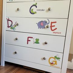 White wood chest of drawers