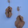 Oval Beige Gold Rim Elegant Strand Drop Multi Tassel Petal Satin Earrings Image 8