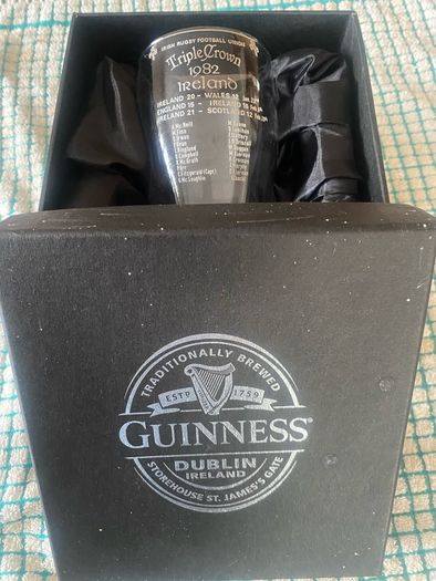Vintage 1982 IRFU Triple Crown Commerative Glass