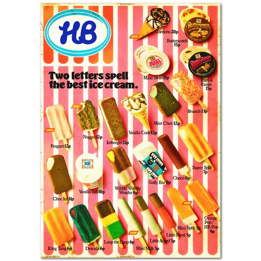 HB Ice Cream & Irish Snack Posters - A4 / A3 Prints