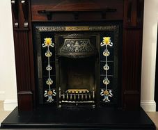Mahogany Fireplace complete with Gas fire and stone.