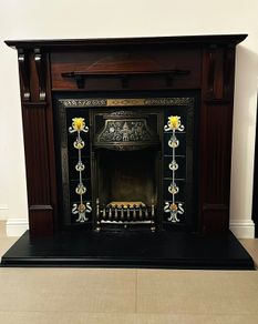 Mahogany Fireplace complete with Gas fire and stone.