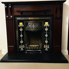Mahogany Fireplace complete with Gas fire and stone.