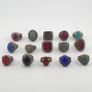 15 Ancient Style Antique Rings Mixed Brass Stone & Glass Collectible Lot Image 5