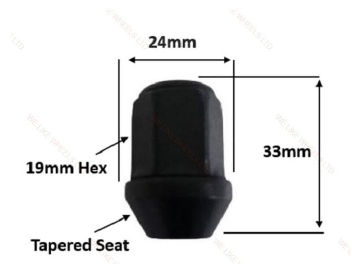 10 x New BLACK Nuts- Ford, Toyota, Mazda, Honda (OB10) - Delivery