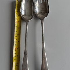 Large 30cm Antique Victorian John Round & Son Sheffield Silver-Plated Salad Servers - JR&S