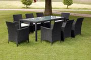 9 Piece Rattan Garden Dining Set with Cushions