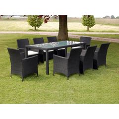 9 Piece Rattan Garden Dining Set with Cushions