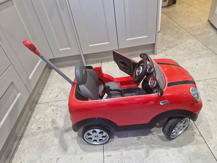 Mini Cooper Play Push Car Ride-On with Parental Handle - Red