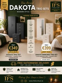 3 Piece Bedroom Set  Grey 349  White /mirror FREE DELIVERY