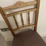 Antique chair wood painted gold with taupe silk type cover Image 3