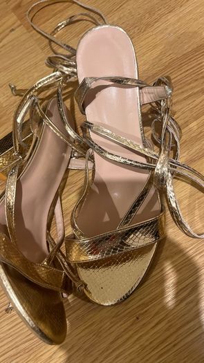 gold strappy heels